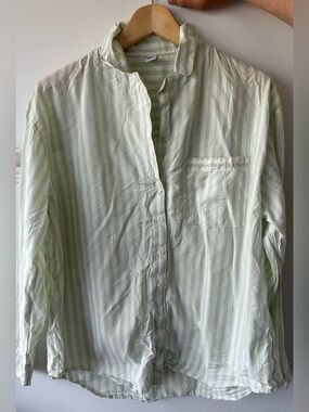 Old navy  Light Green & White Striped women Button-Down Shirt